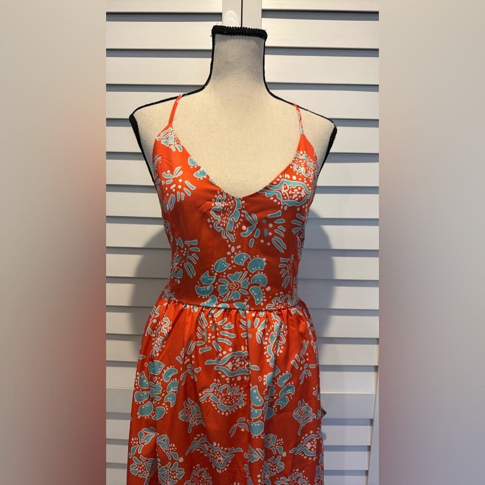 Cupshe Orange and Teal Cut out back strappy Sleeveless Maxi Sundress - Picture 6 of 10